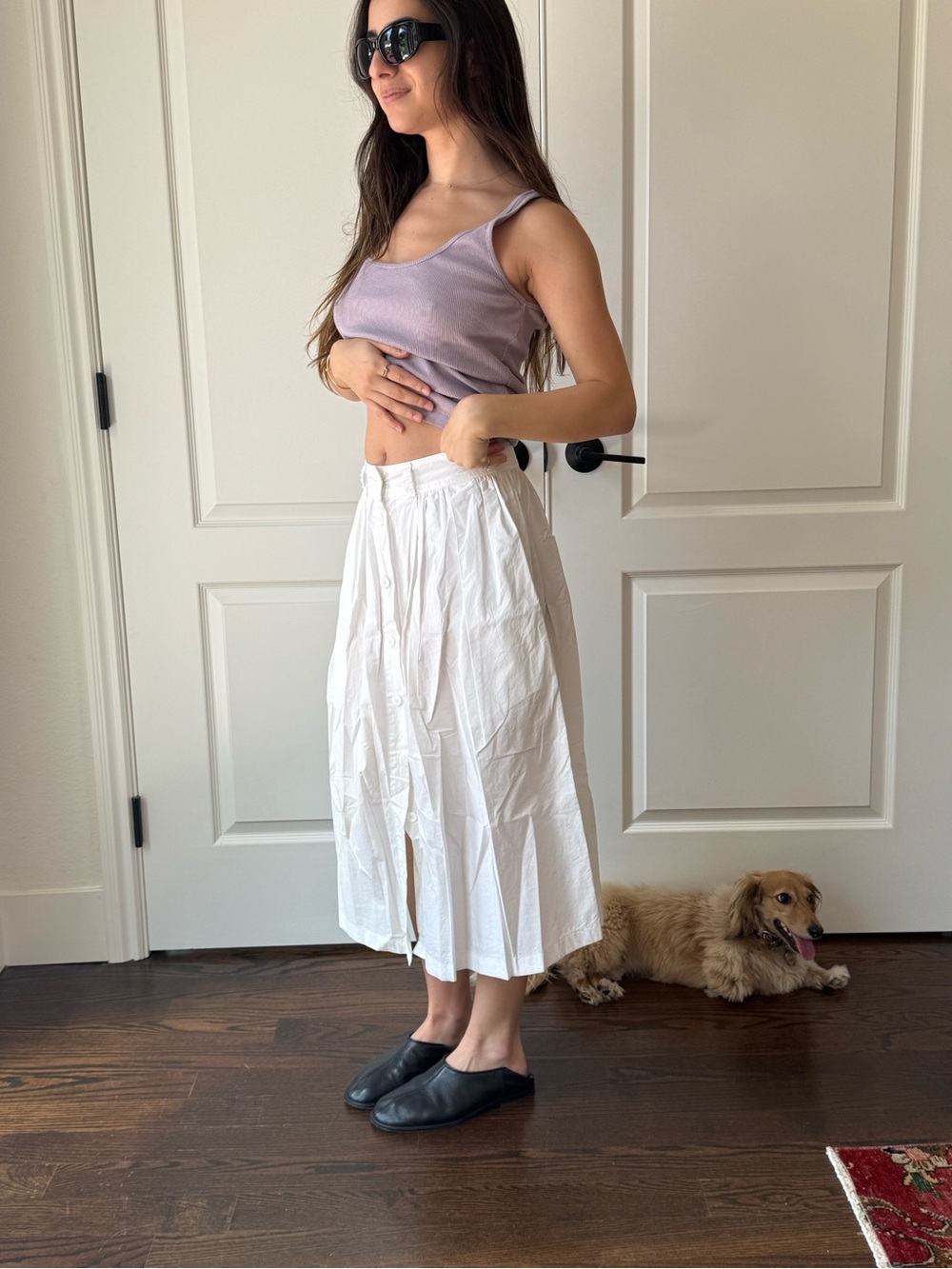 United Colors Of Benetton White Button-Front Midi Skirt